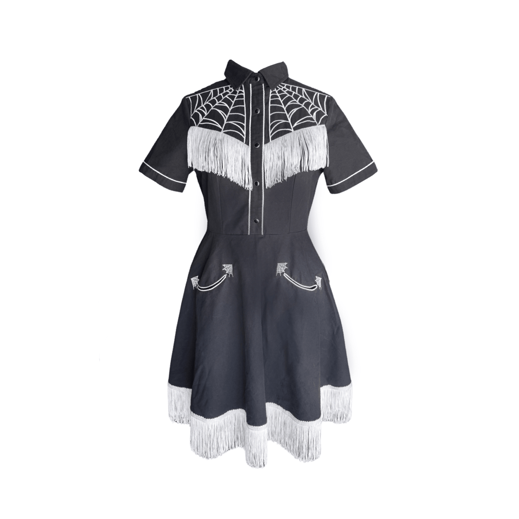 The Y'allternative Spider Web Embroidered Western Tassel Dress Pre-Order