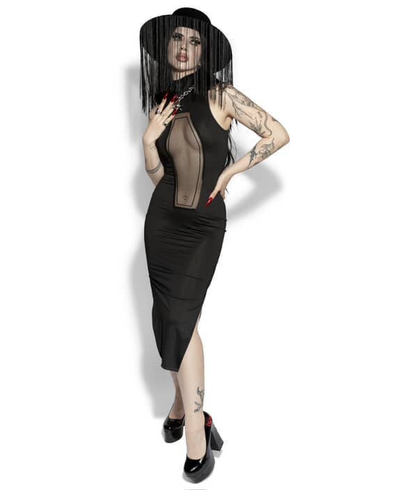 Coffin Mesh Midi Dress