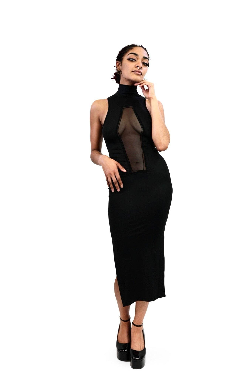 Coffin Mesh Midi Dress