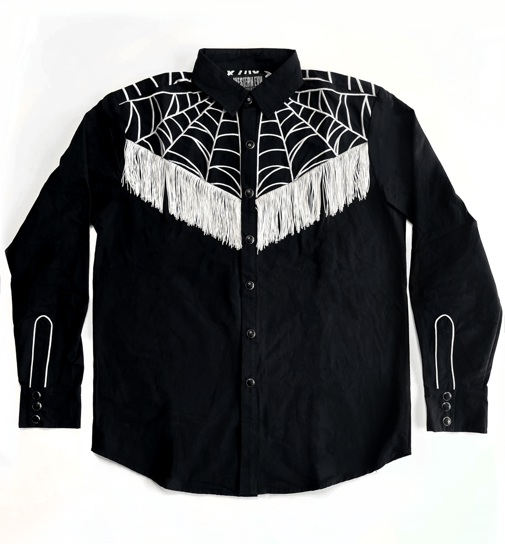 The Y'allternative Collection Spider Web Embroidered Western Tassel Shirt Pre-Order