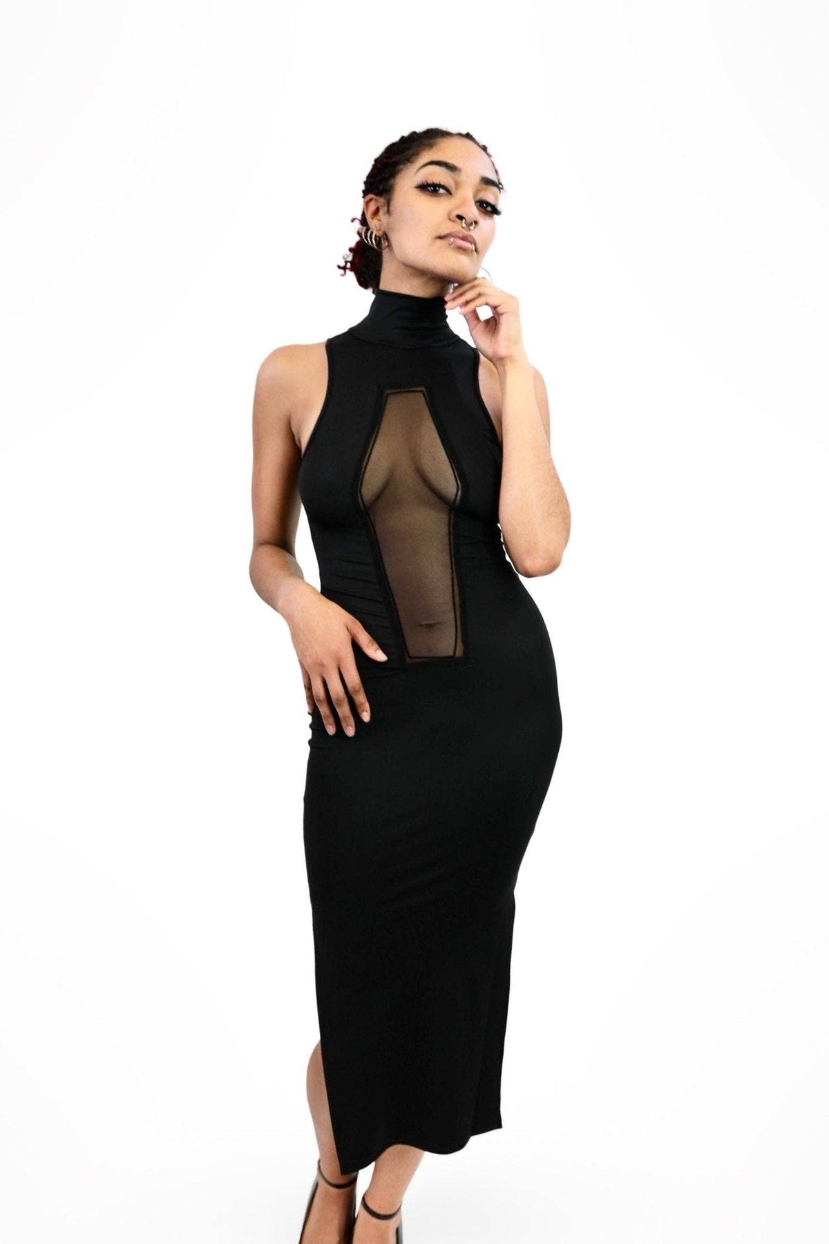 Coffin Mesh Midi Dress