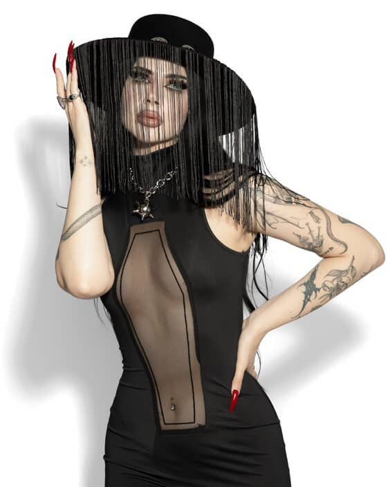 Coffin Mesh Midi Dress